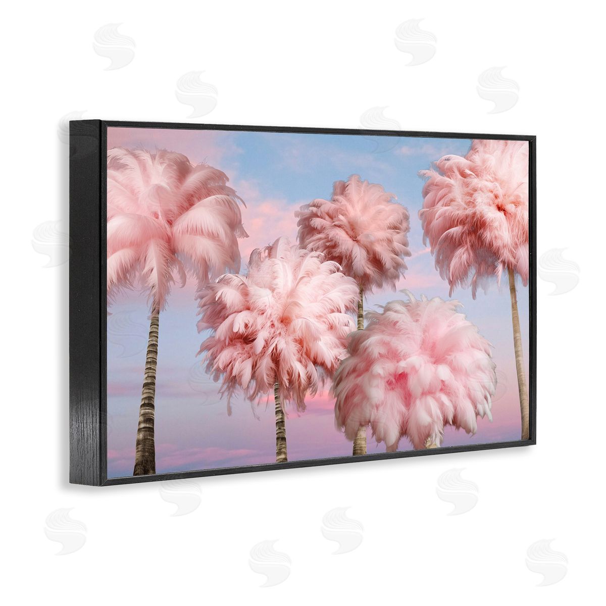 Fluffy Pink Palm Trees Black Frame Print Wall Art, Home Decor by Ziwei Li