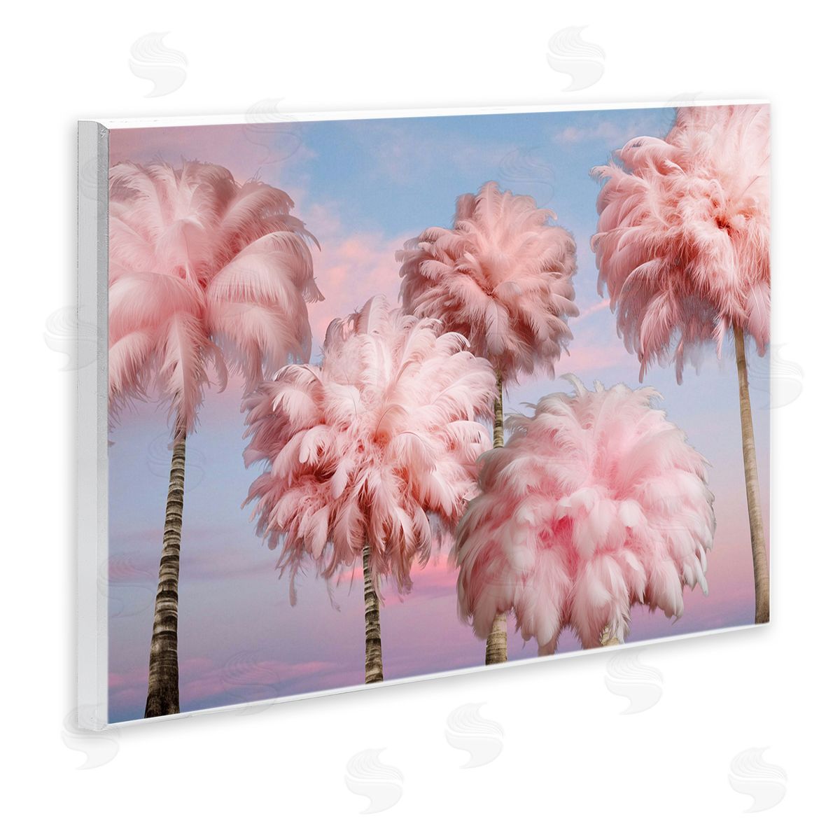 Fluffy Pink Palm Trees Wood Plaque Wall Art, Home Decor by Ziwei Li