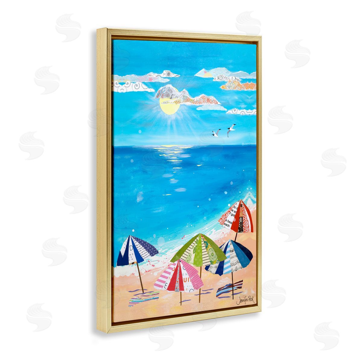 Good Day Sunshine Gold Floating Frame Canvas Wall Art, Home Decor by Jennifer Peck