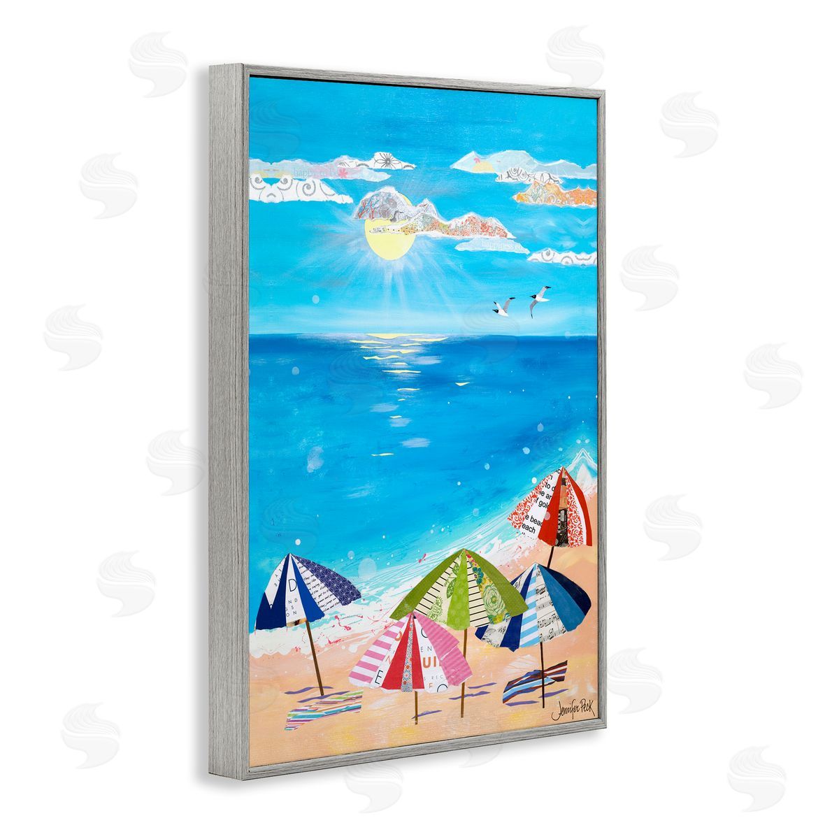 Good Day Sunshine Grey Frame Print Wall Art, Home Decor by Jennifer Peck