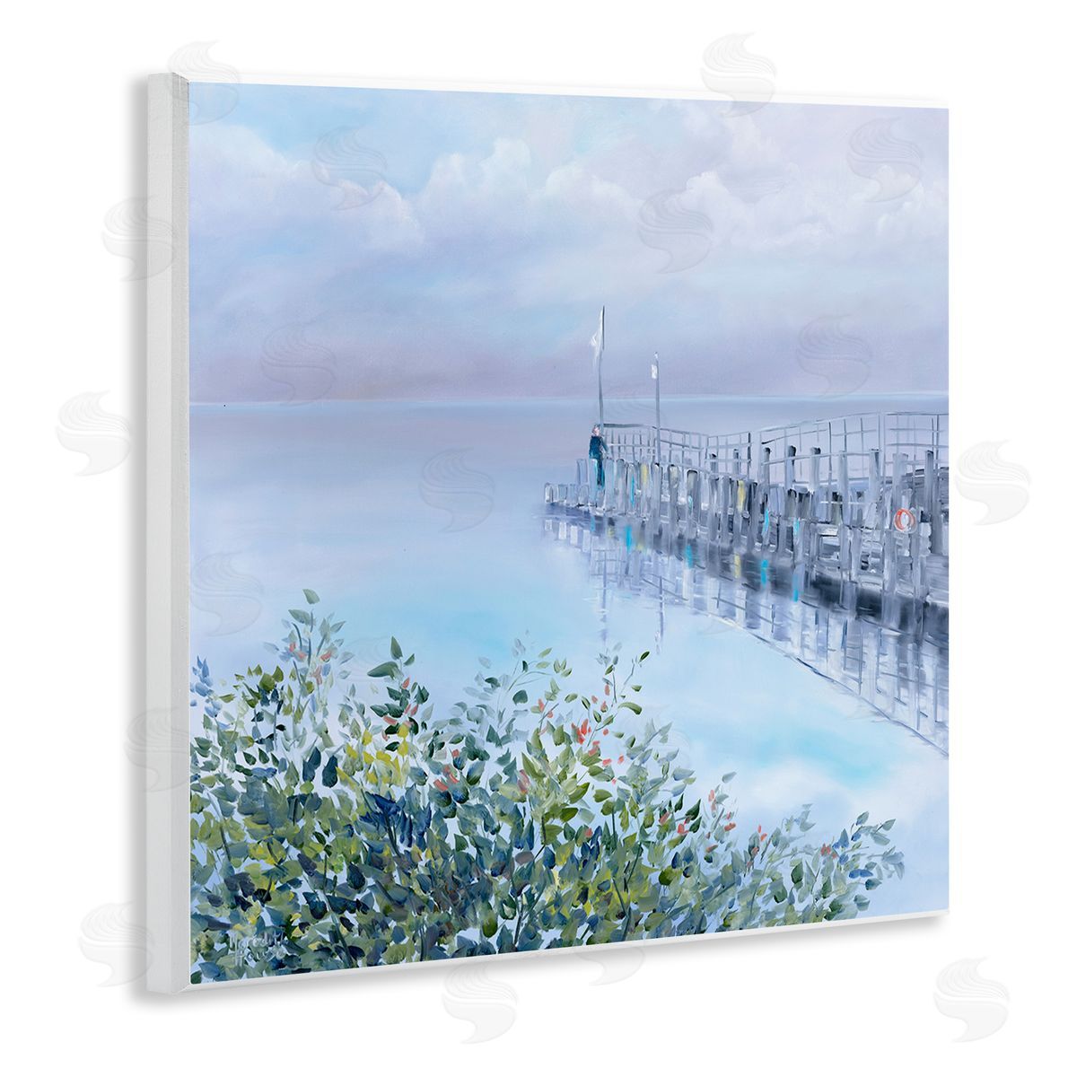 Foggy Harbor Dock Wood Plaque Wall Art, Home Decor by Meredith Howse