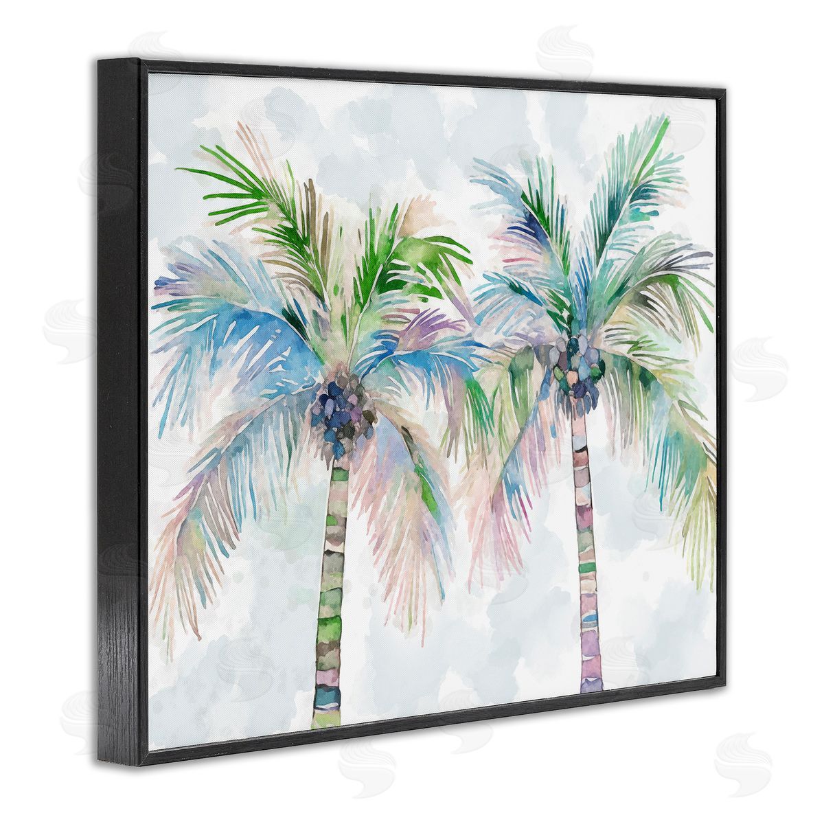 Soft Palm Tree Pair Black Frame Print Wall Art, Home Decor by Ziwei Li