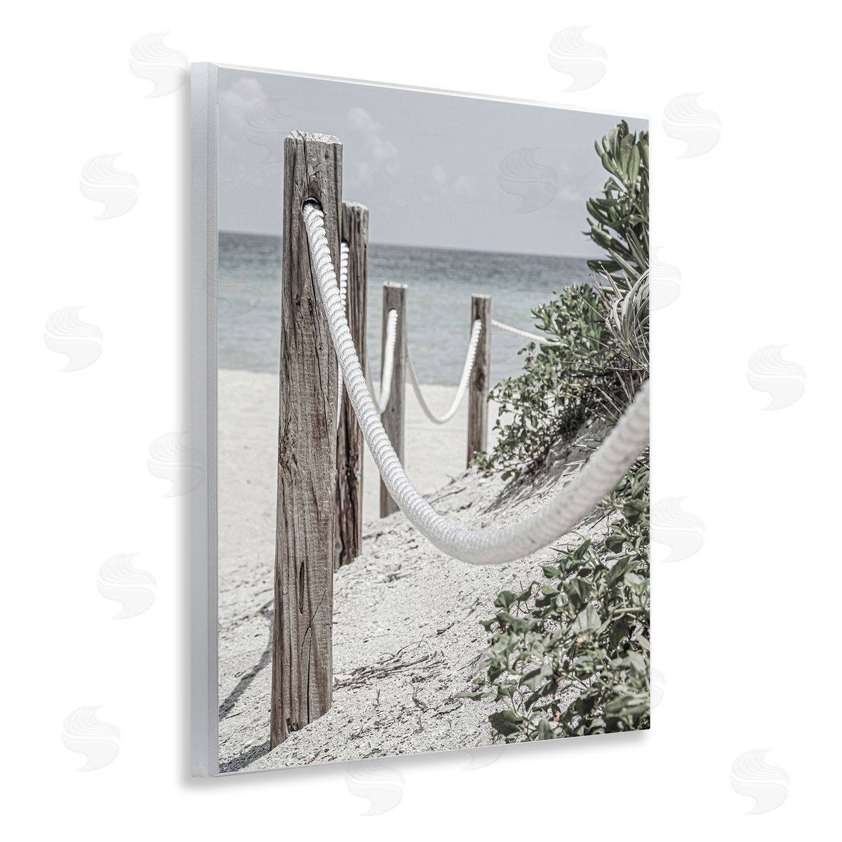 Rope Fence Beach Wood Plaque Wall Art, Home Decor by Incado