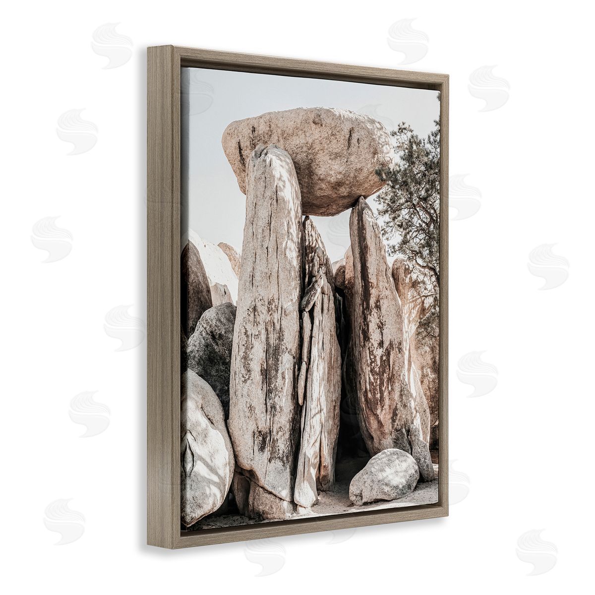 Balanced Rock Formation Brown Floating Frame Canvas Wall Art, Home Decor by Incado