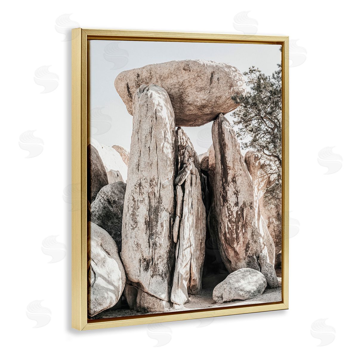 Balanced Rock Formation Gold Floating Frame Canvas Wall Art, Home Decor by Incado