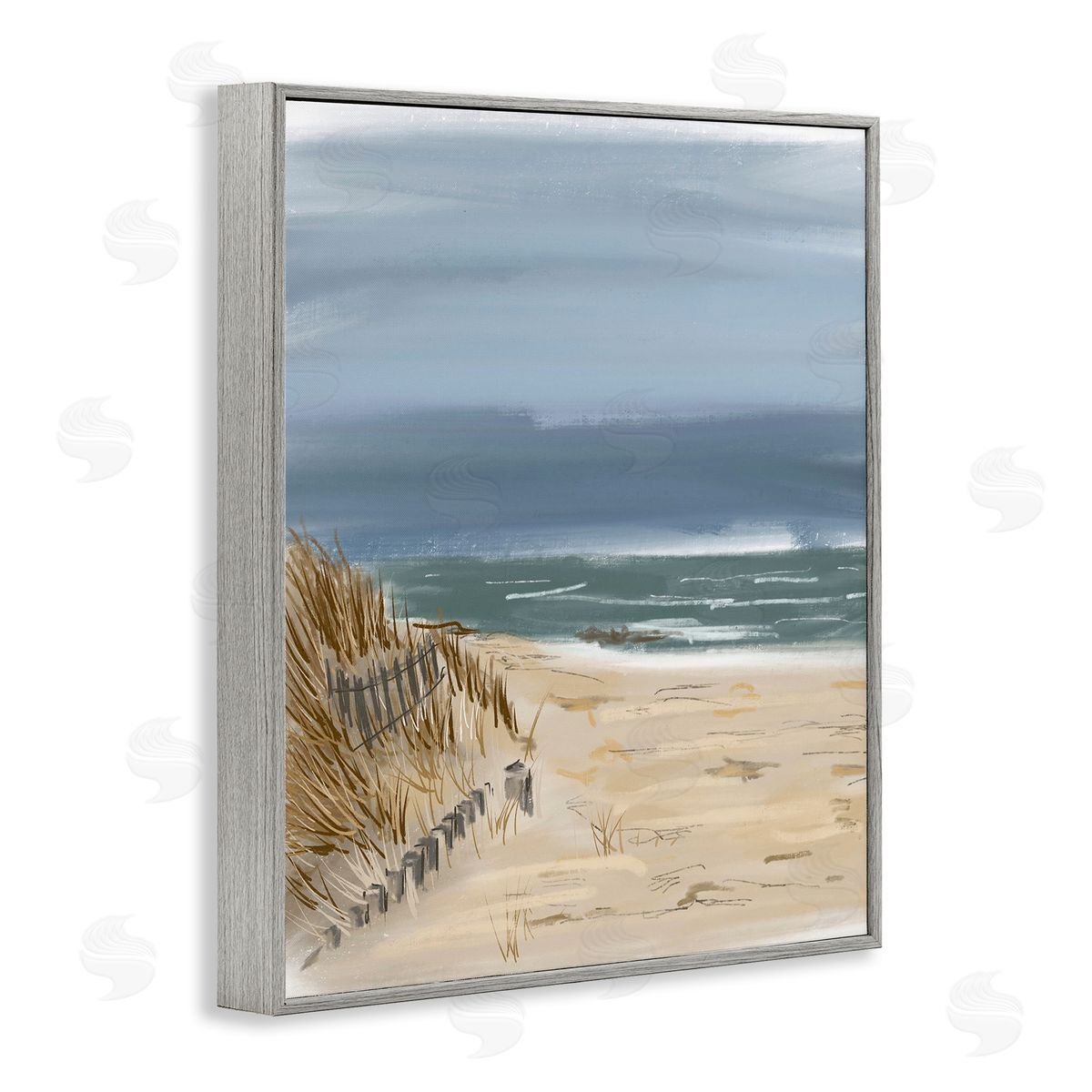 Serene Beach Fence Grey Frame Print Wall Art, Home Decor by Jan Weiss