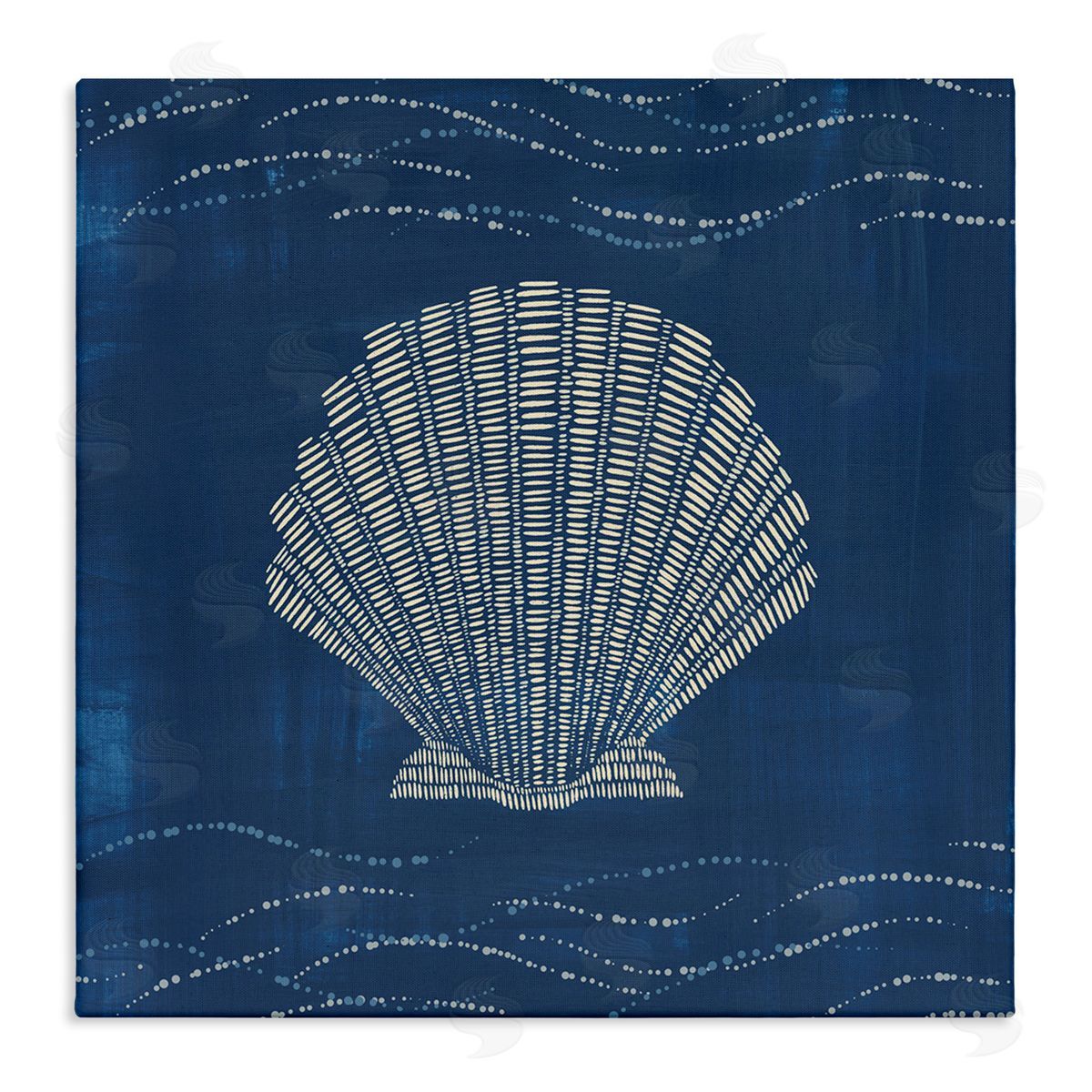 Clam Shell on Blue Canvas Wall Art, Home Decor by Jetty Home, LLC