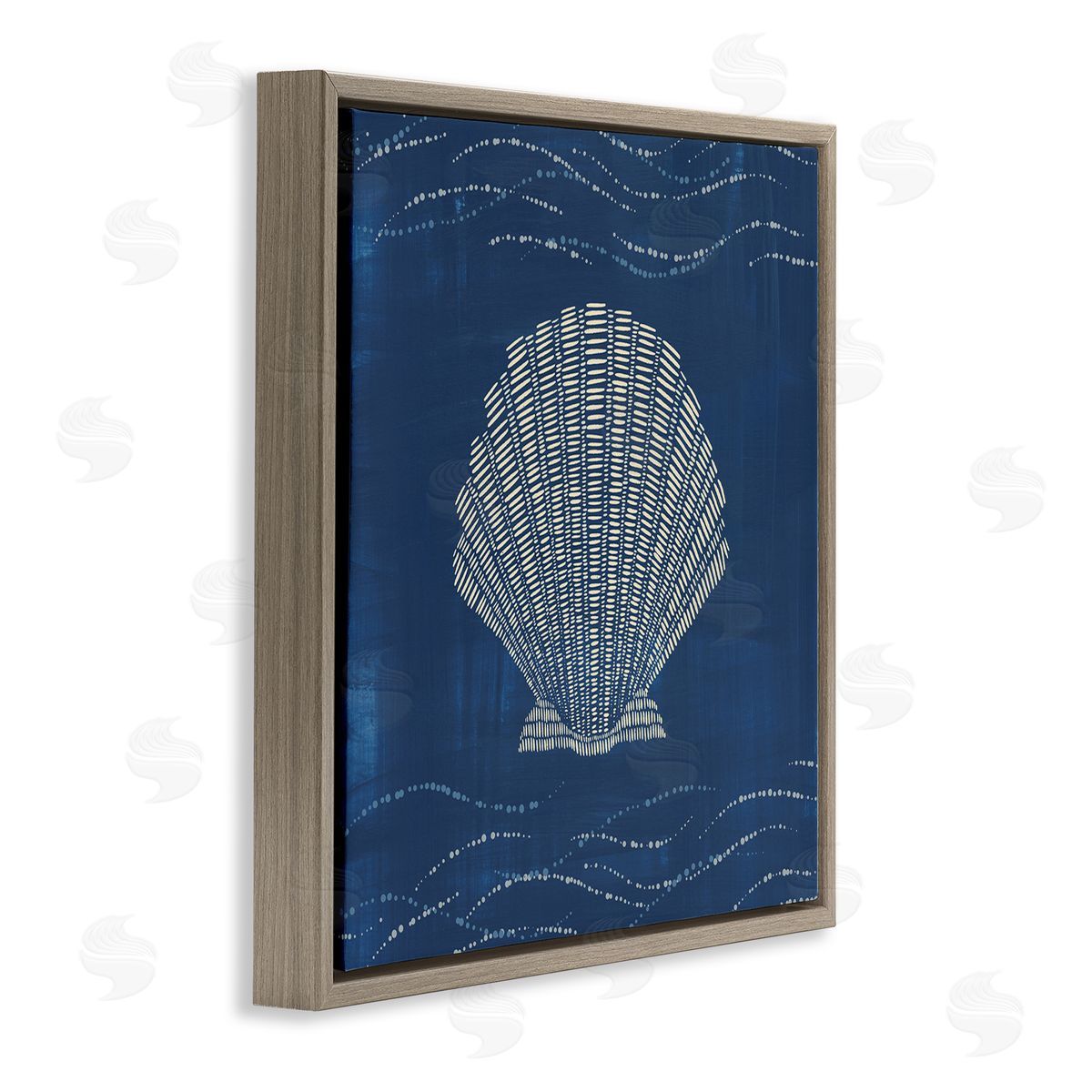 Clam Shell on Blue Brown Floating Frame Canvas Wall Art, Home Decor by Jetty Home, LLC