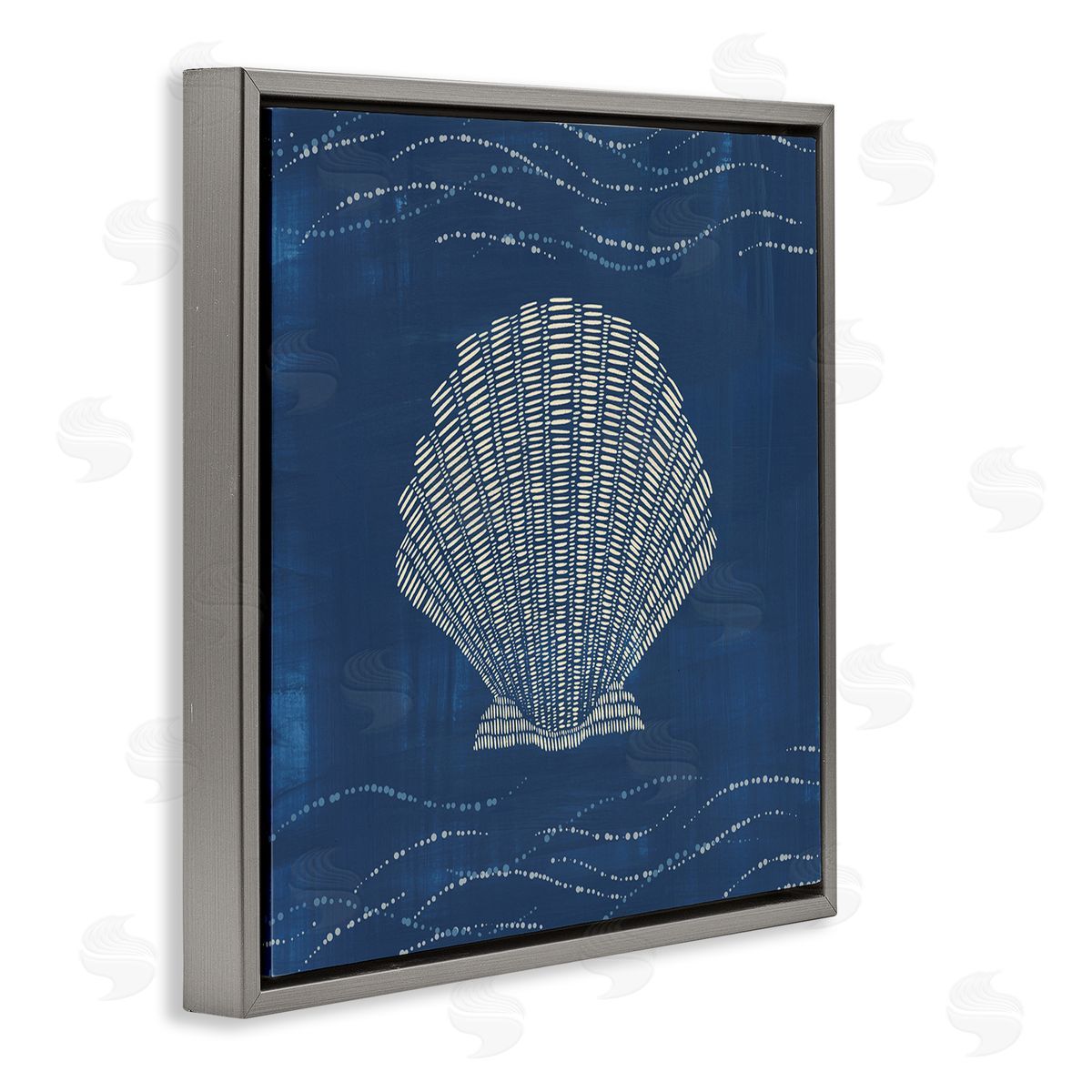 Clam Shell on Blue Grey Floating Frame Canvas Wall Art, Home Decor by Jetty Home, LLC