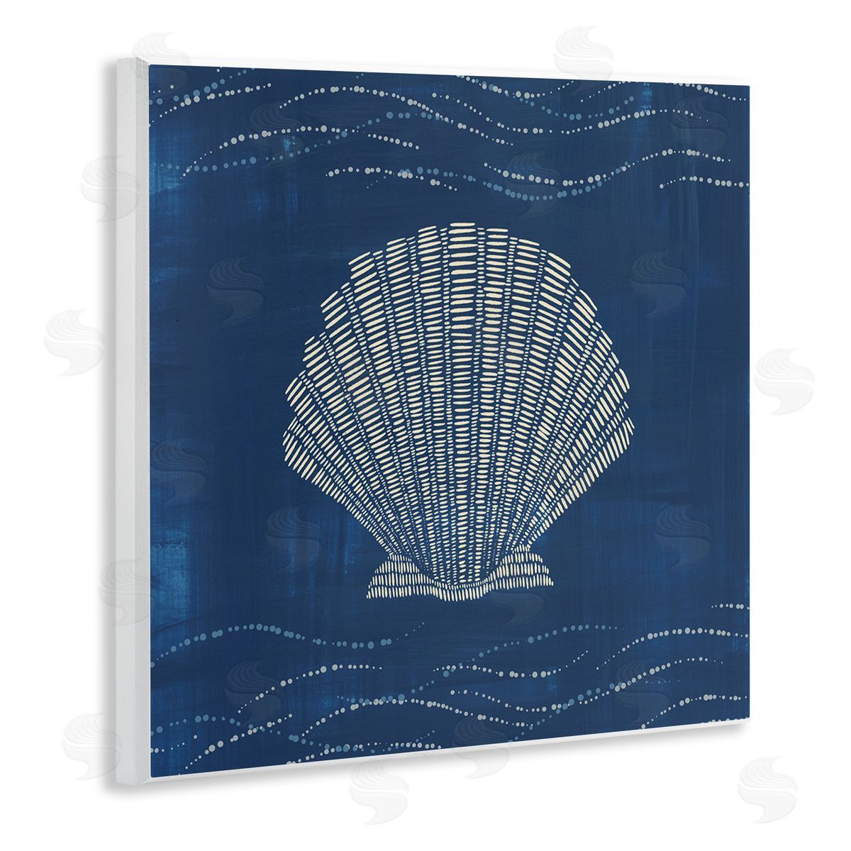 Clam Shell on Blue Wood Plaque Wall Art, Home Decor by Jetty Home, LLC