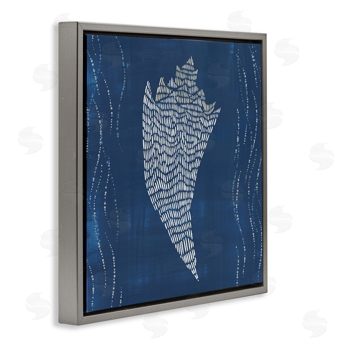 Conch Shell on Blue Grey Floating Frame Canvas Wall Art, Home Decor by Jetty Home, LLC