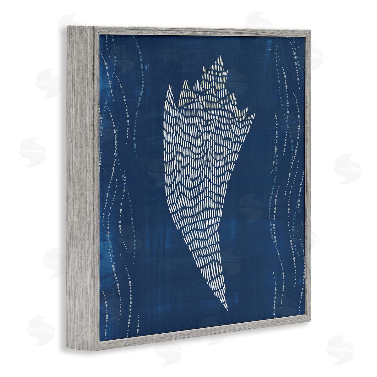 Conch Shell on Blue Grey Frame Print Wall Art, Home Decor by Jetty Home, LLC