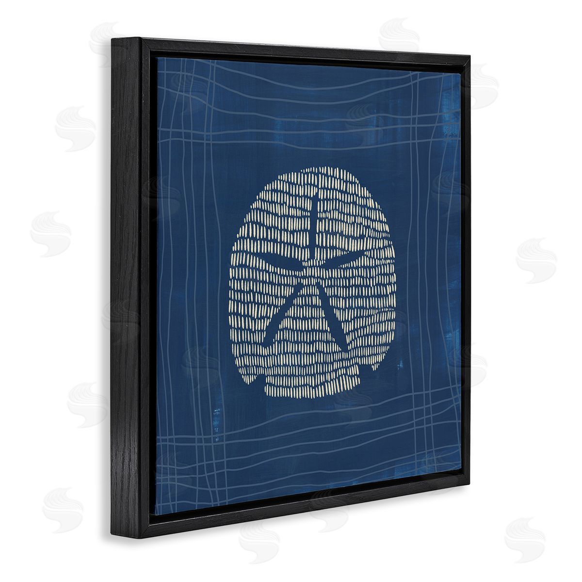 Sand Dollar on Blue Black Floating Frame Canvas Wall Art, Home Decor by Jetty Home, LLC