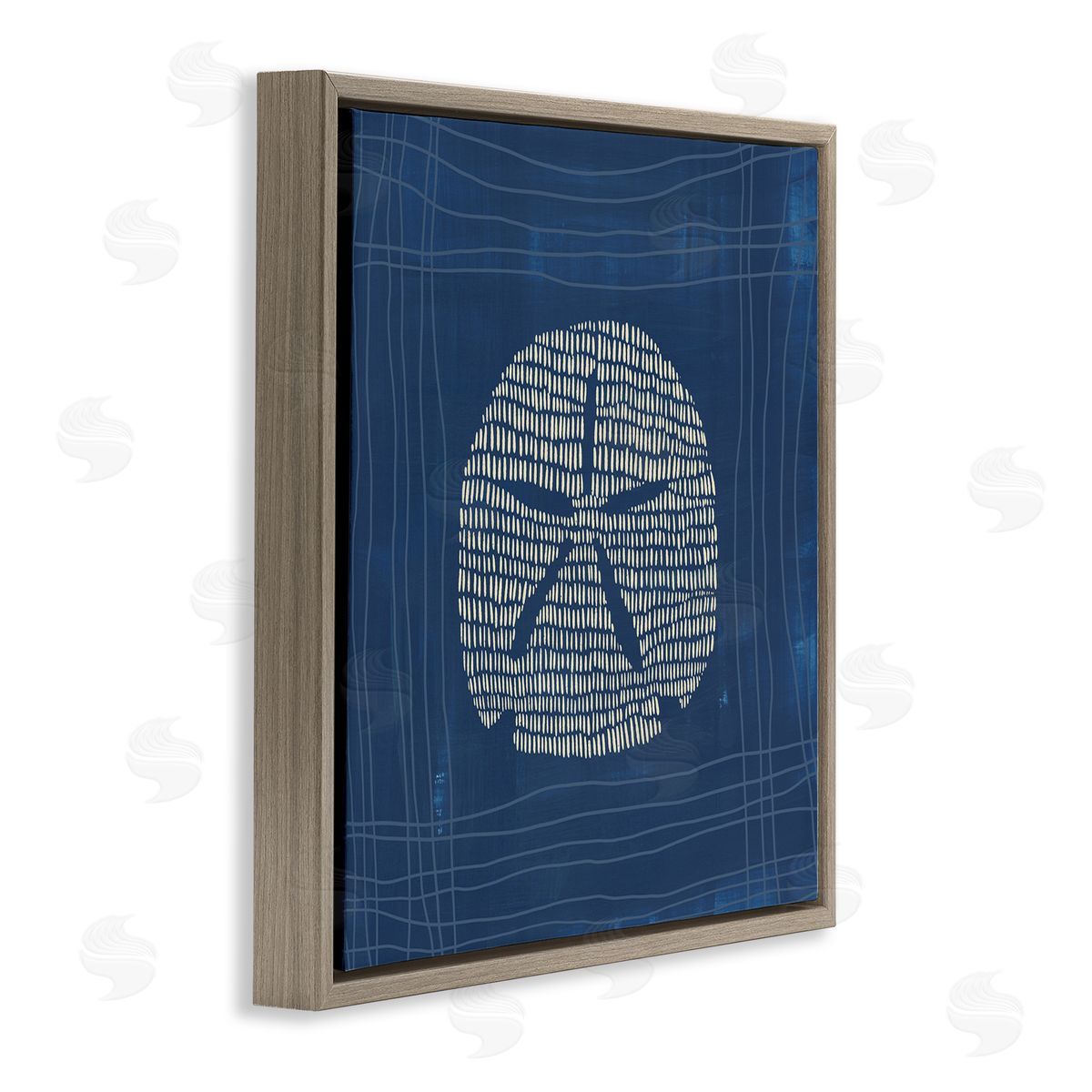 Sand Dollar on Blue Brown Floating Frame Canvas Wall Art, Home Decor by Jetty Home, LLC