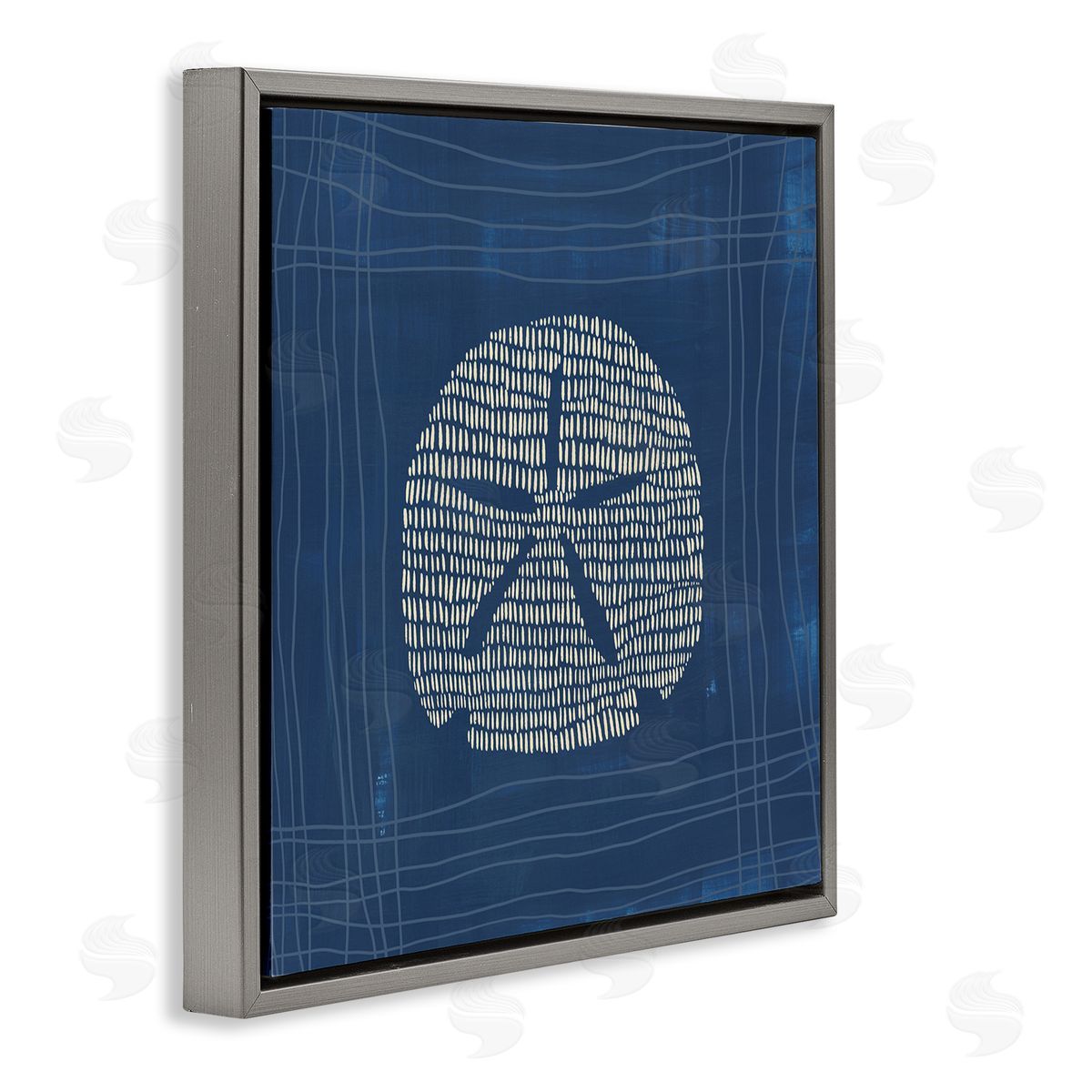 Sand Dollar on Blue Grey Floating Frame Canvas Wall Art, Home Decor by Jetty Home, LLC