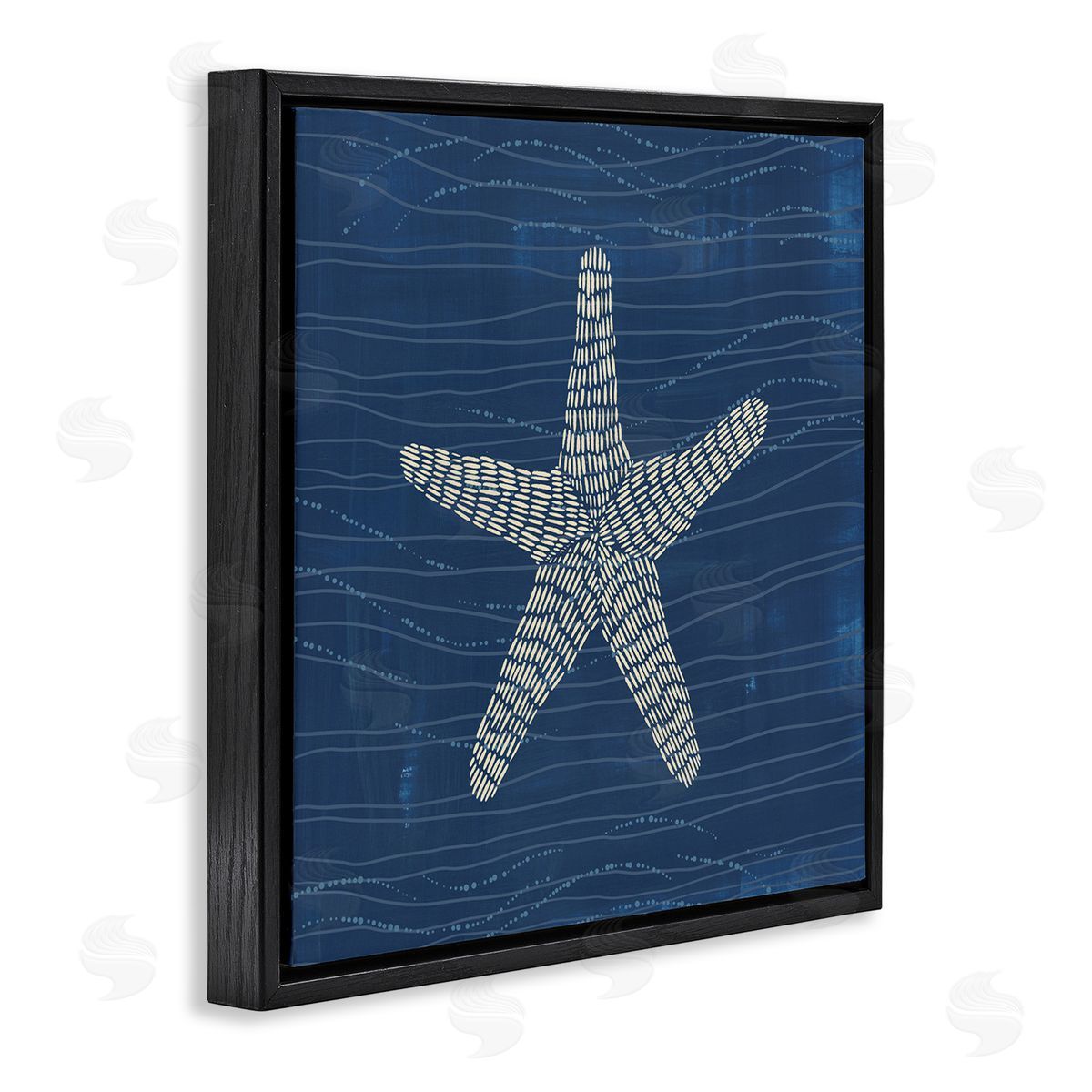 Starfish on Blue Black Floating Frame Canvas Wall Art, Home Decor by Jetty Home, LLC