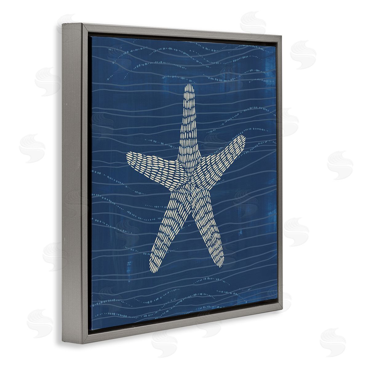 Starfish on Blue Grey Floating Frame Canvas Wall Art, Home Decor by Jetty Home, LLC