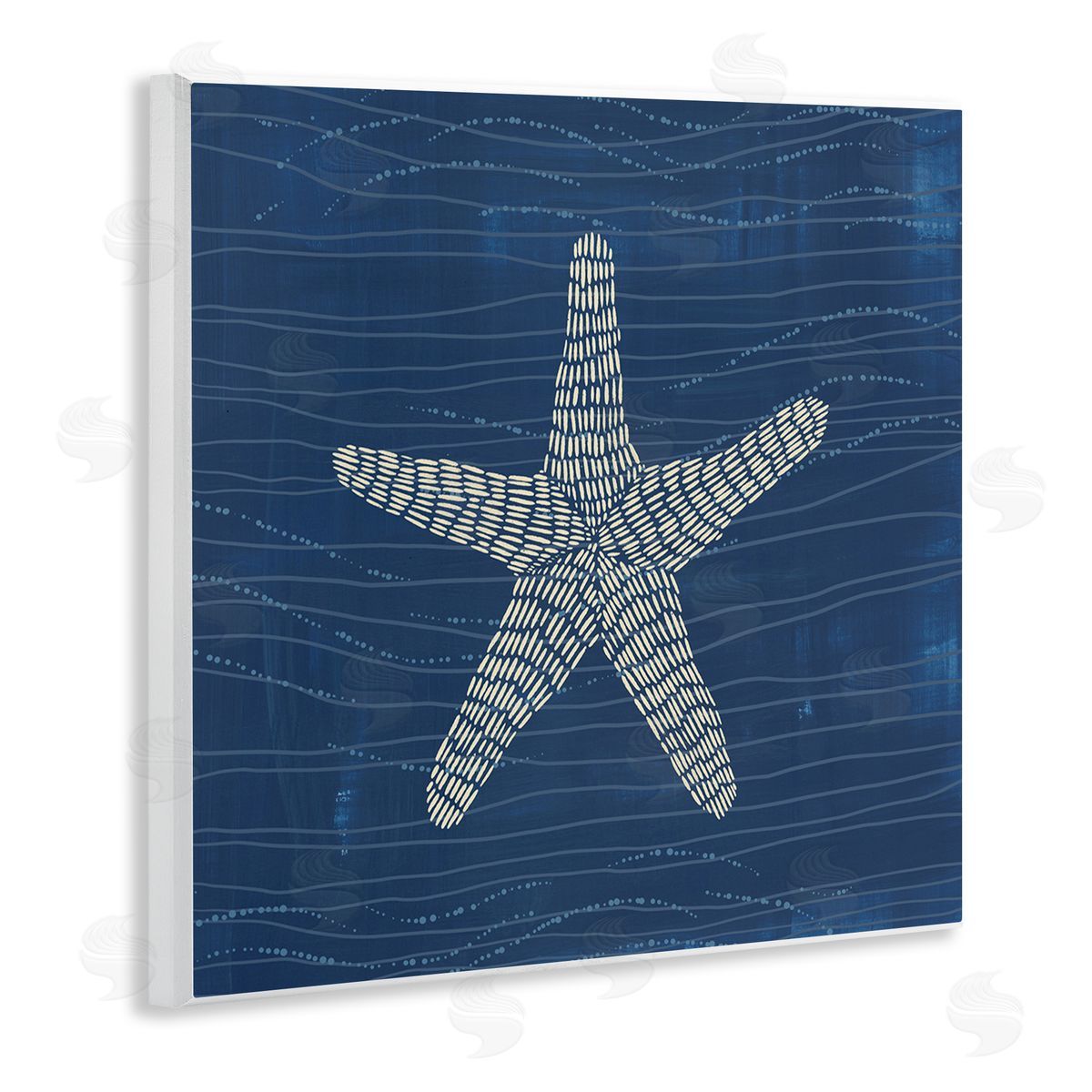 Starfish on Blue Wood Plaque Wall Art, Home Decor by Jetty Home, LLC