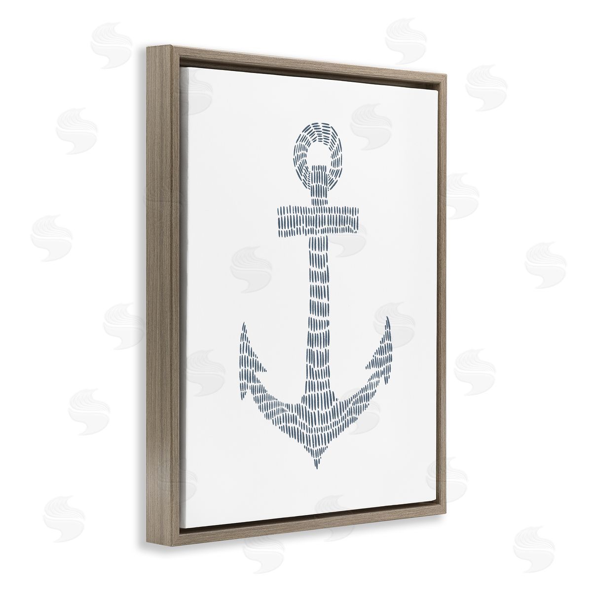 Minimal Nautical Anchor Brown Floating Frame Canvas Wall Art, Home Decor by Jetty Home, LLC