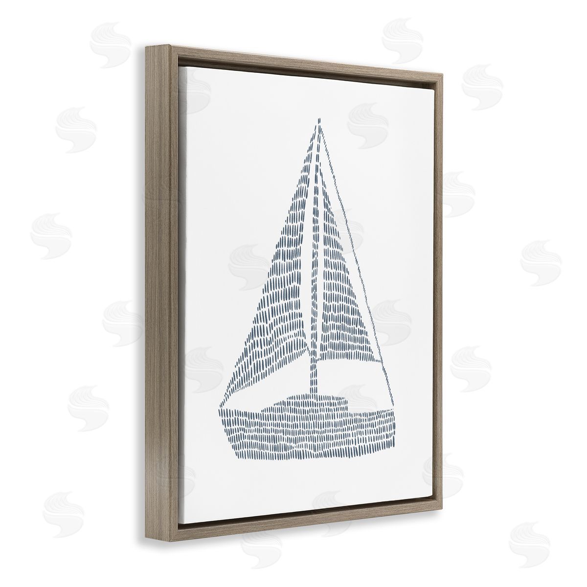 Minimal Sail Boat Brown Floating Frame Canvas Wall Art, Home Decor by Jetty Home, LLC
