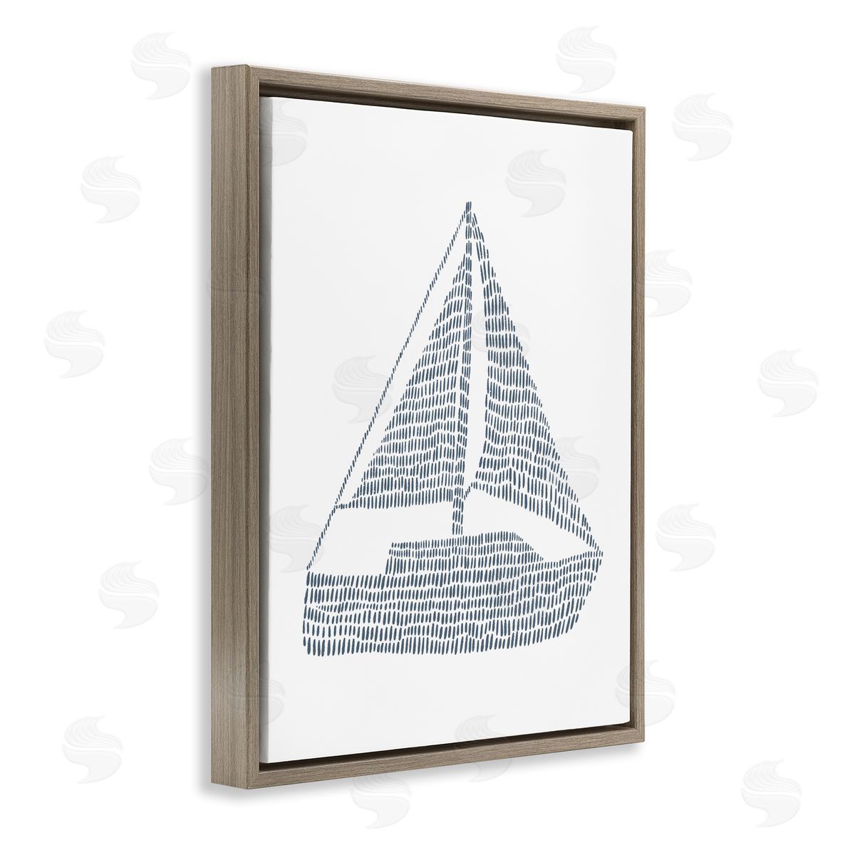 Minimal Boat on White Brown Floating Frame Canvas Wall Art, Home Decor by Jetty Home, LLC