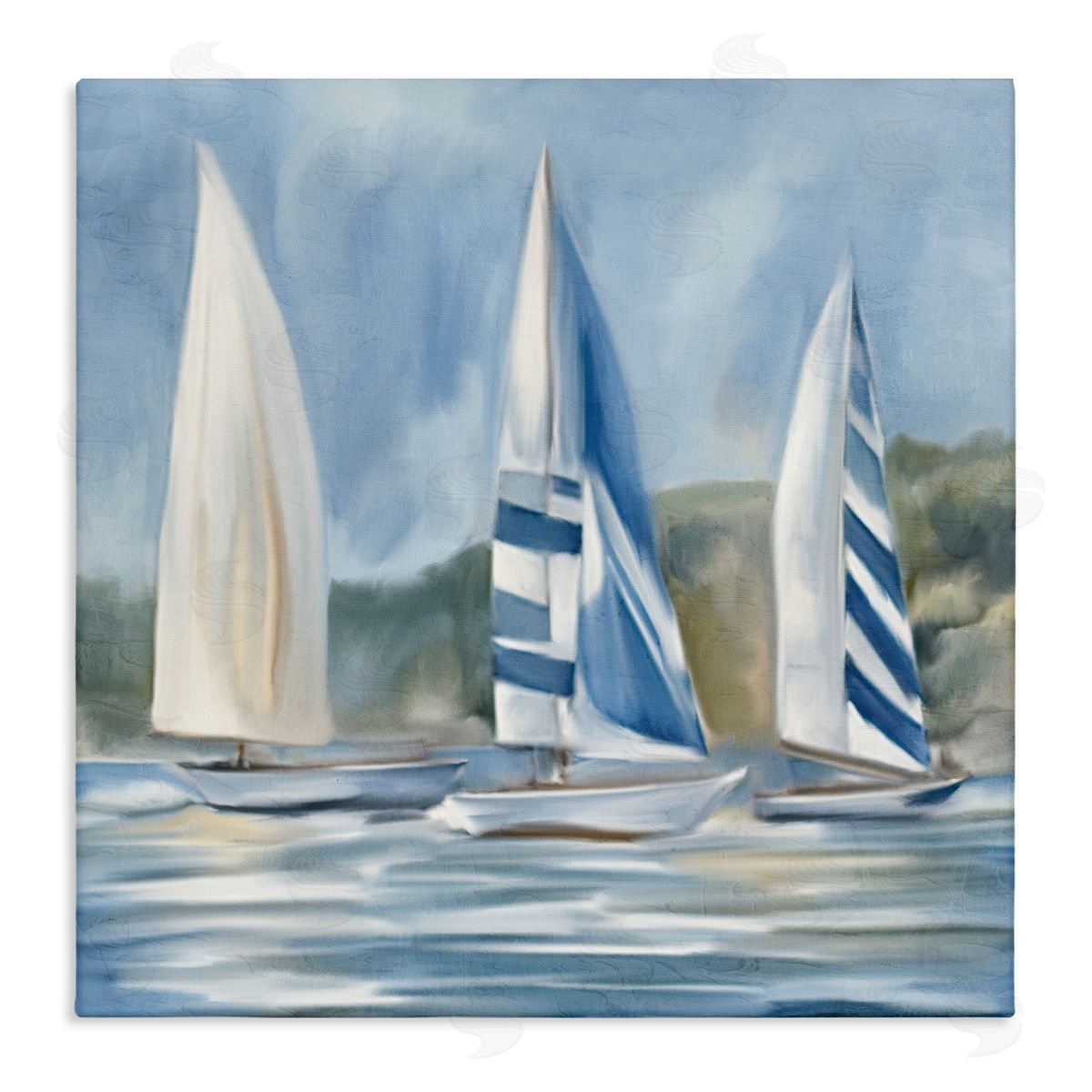 Sailboat Trio Drifting Canvas Wall Art, Home Decor by Kim Allen