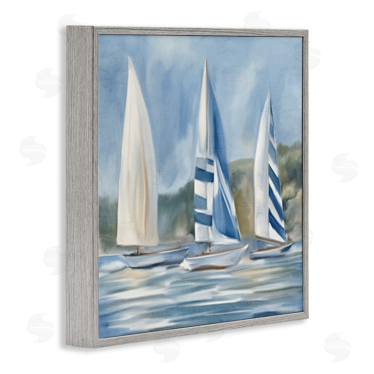 Sailboat Trio Drifting Grey Frame Print Wall Art, Home Decor by Kim Allen