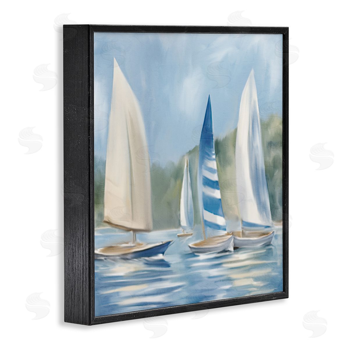 Sailboat Day Painting Black Frame Print Wall Art, Home Decor by Kim Allen