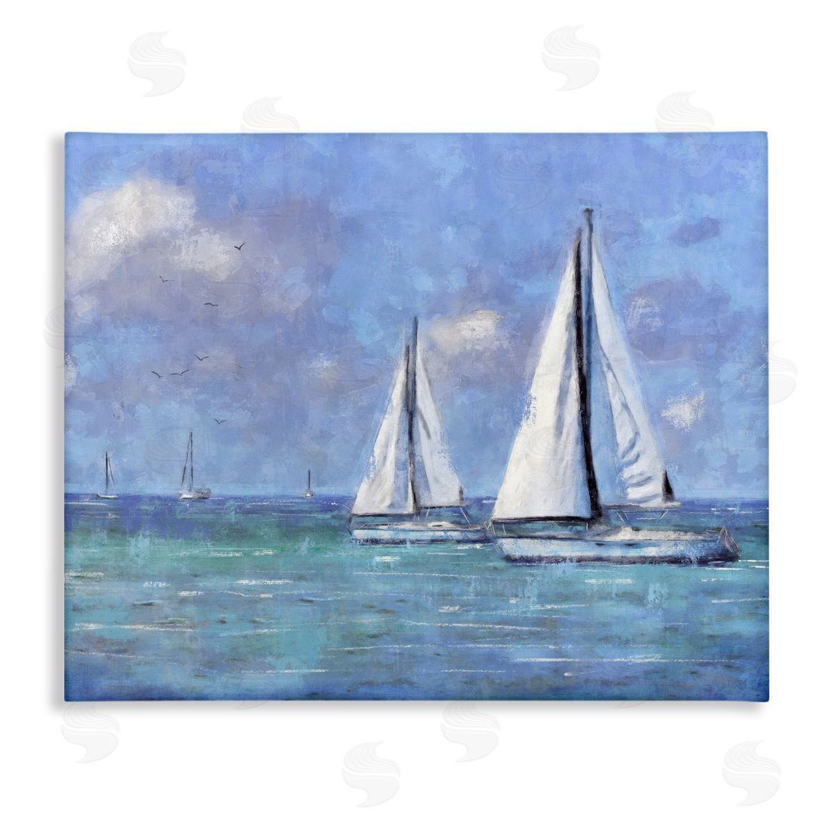 Sailing Day Sailboats Canvas Wall Art, Home Decor by Nina Blue
