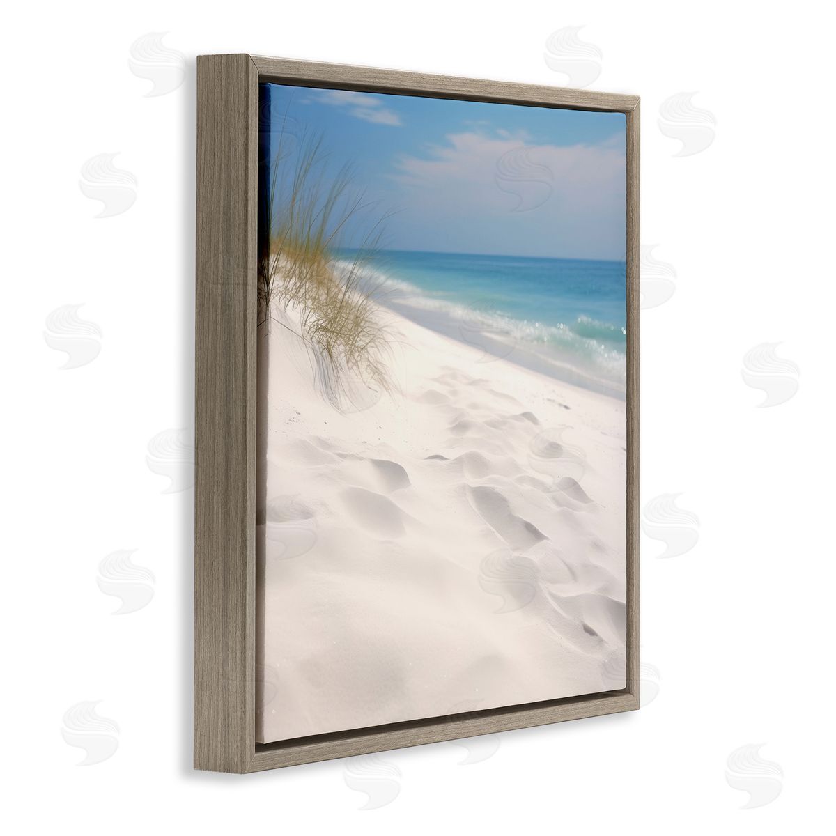 Seabreeze Sandy Footprints Brown Floating Frame Canvas Wall Art, Home Decor by Lazar Studio
