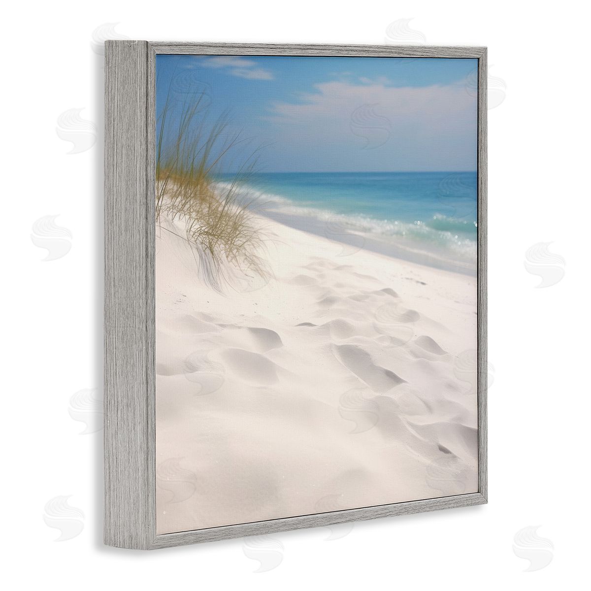 Seabreeze Sandy Footprints Grey Frame Print Wall Art, Home Decor by Lazar Studio