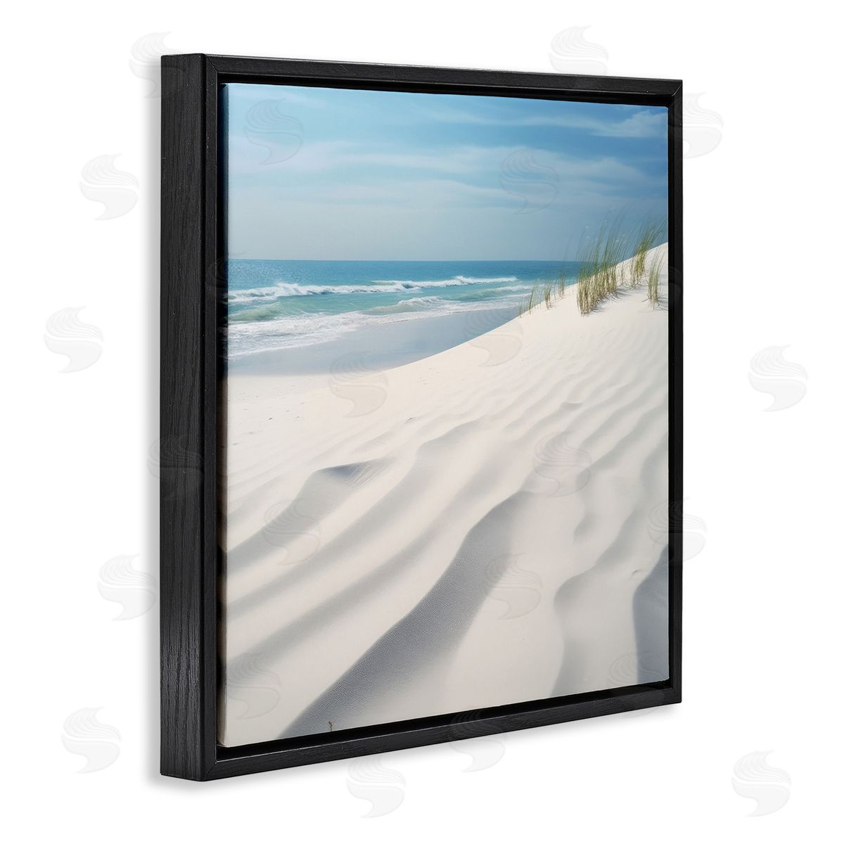 Seabreeze Windy Dunes Black Floating Frame Canvas Wall Art, Home Decor by Lazar Studio