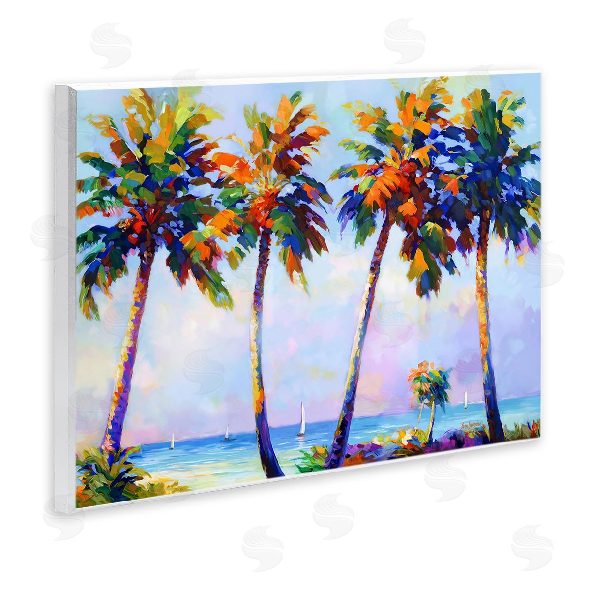 Palm Trees in Sun Warmth Wood Plaque Wall Art, Home Decor by Leon Devenice