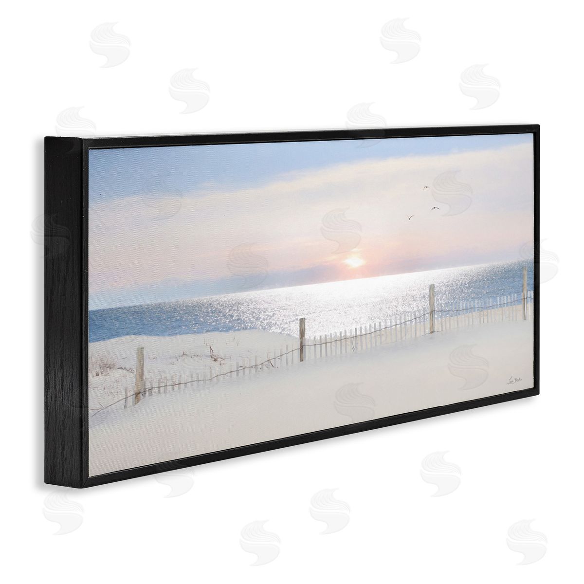 Fence Along Shore Black Frame Print Wall Art, Home Decor by Lori Deiter