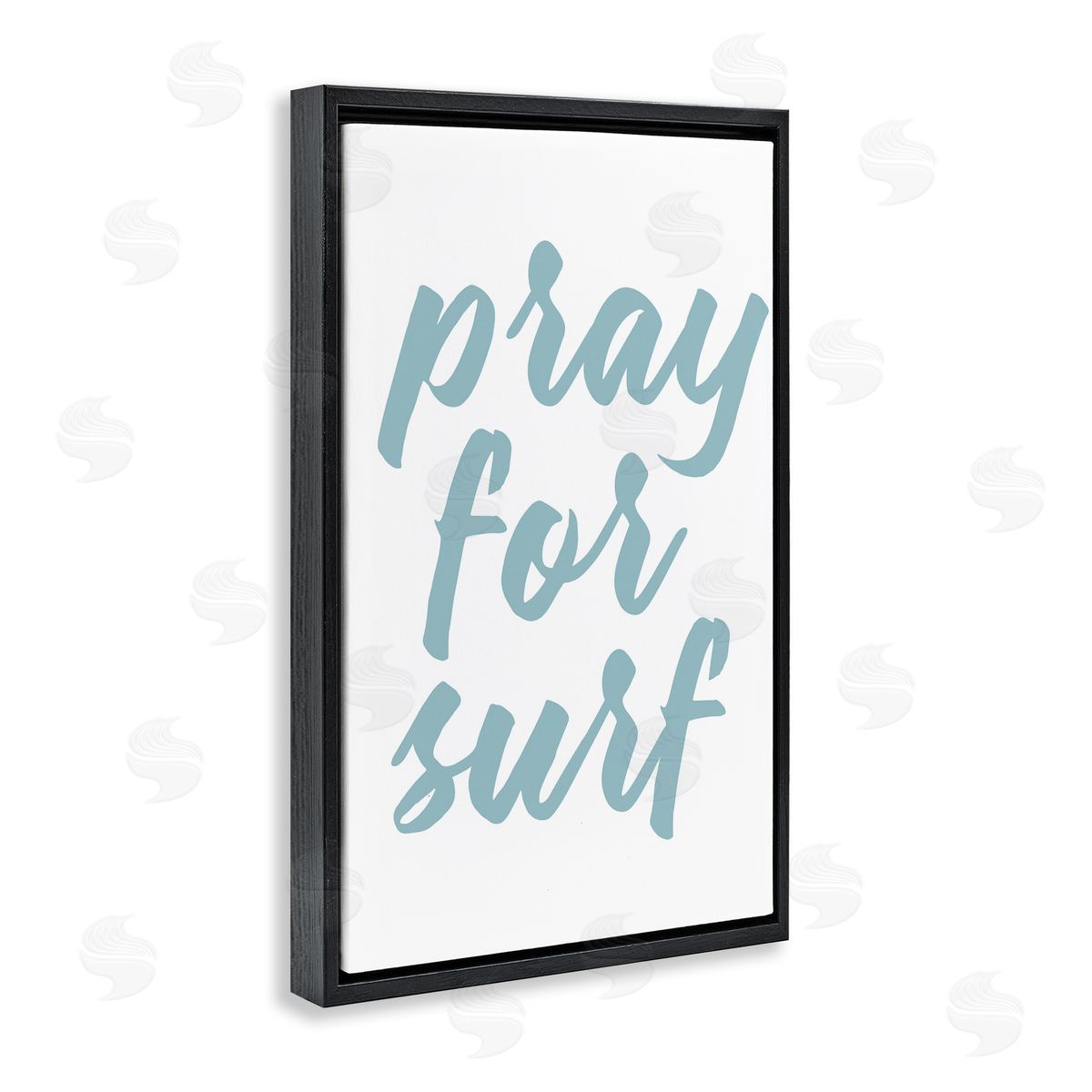 Pray For Surf Black Floating Frame Canvas Wall Art, Home Decor by Lettered and Lined