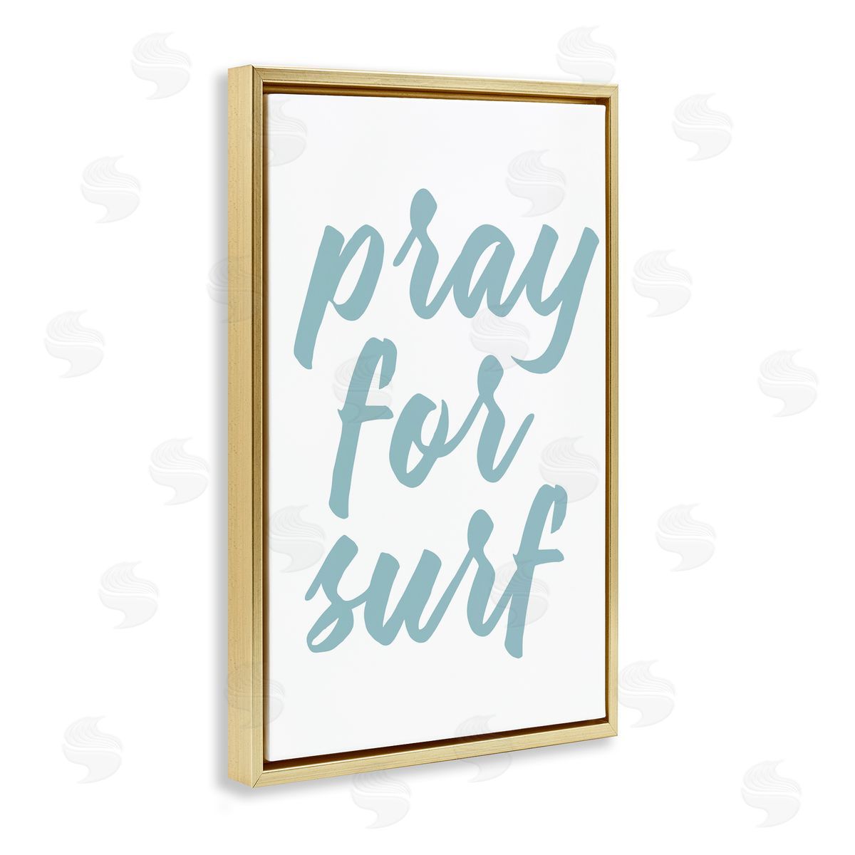 Pray For Surf Gold Floating Frame Canvas Wall Art, Home Decor by Lettered and Lined
