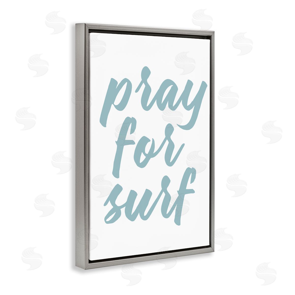 Pray For Surf Grey Floating Frame Canvas Wall Art, Home Decor by Lettered and Lined