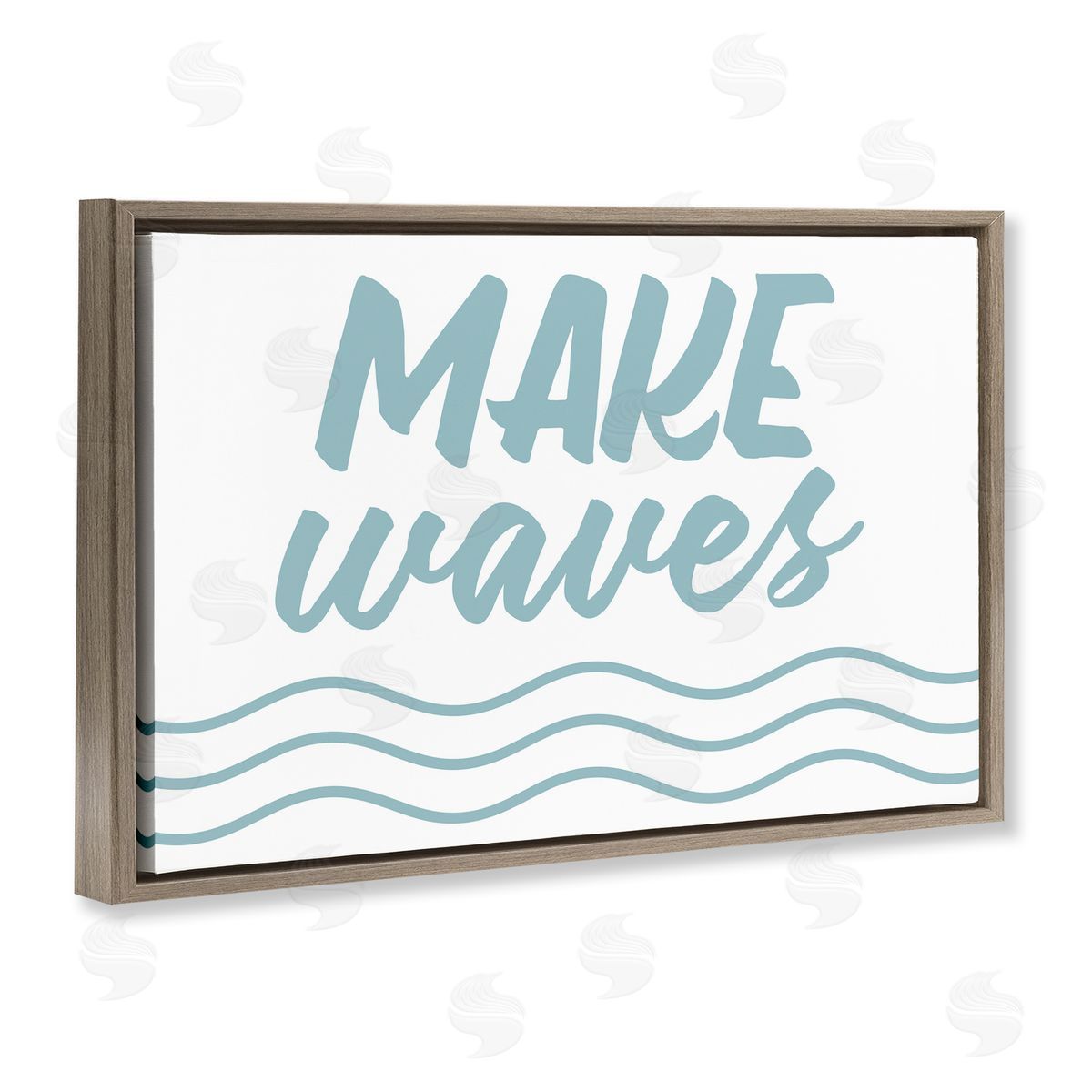 Make Waves on White Brown Floating Frame Canvas Wall Art, Home Decor by Lettered and Lined