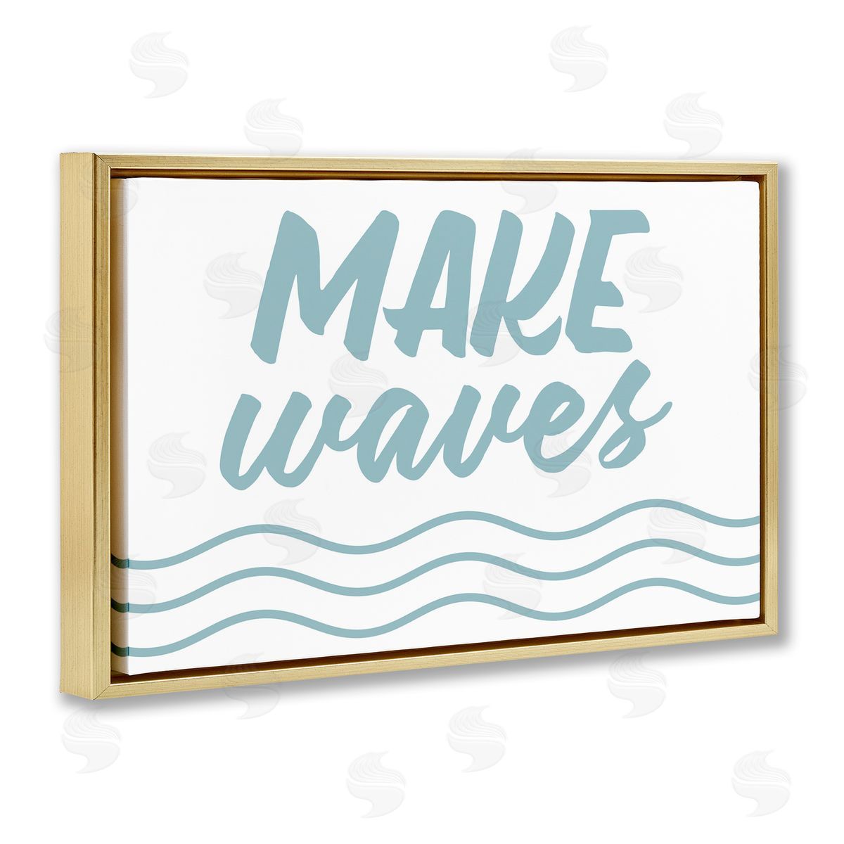 Make Waves on White Gold Floating Frame Canvas Wall Art, Home Decor by Lettered and Lined