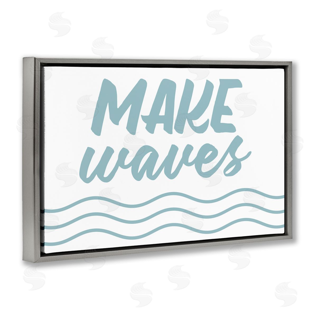 Make Waves on White Grey Floating Frame Canvas Wall Art, Home Decor by Lettered and Lined