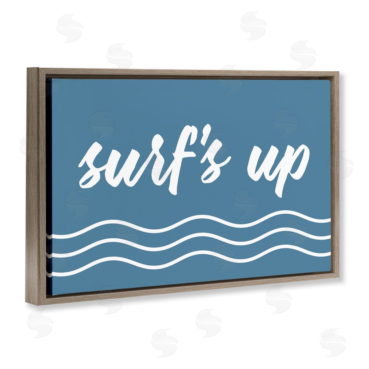 Blue Surf's Up Brown Floating Frame Canvas Wall Art, Home Decor by Lettered and Lined