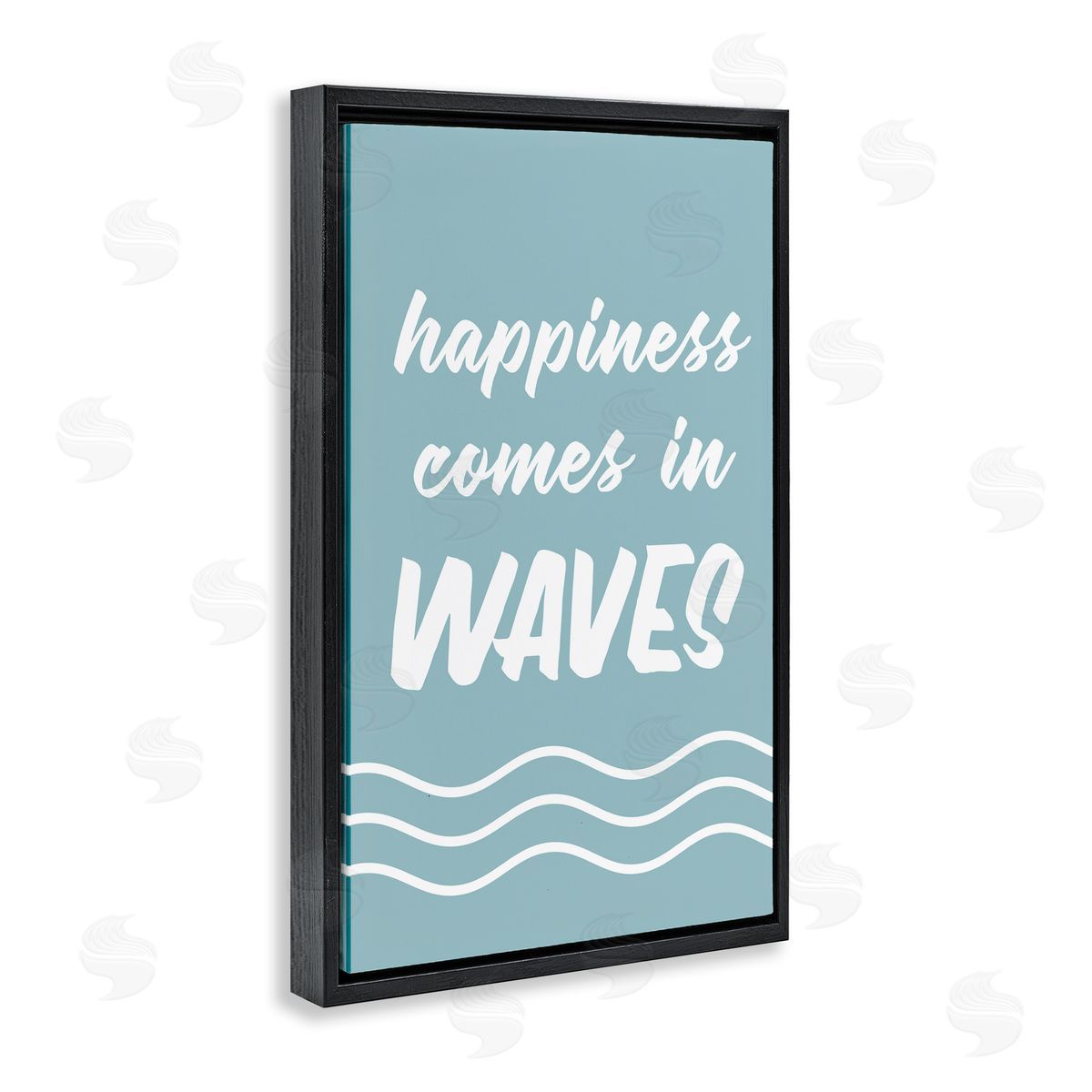 Happiness In Waves Black Floating Frame Canvas Wall Art, Home Decor by Lettered and Lined