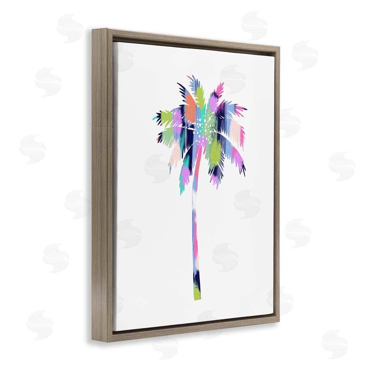 Patterned Palm Tree Brown Floating Frame Canvas Wall Art, Home Decor by Lisa Nohren