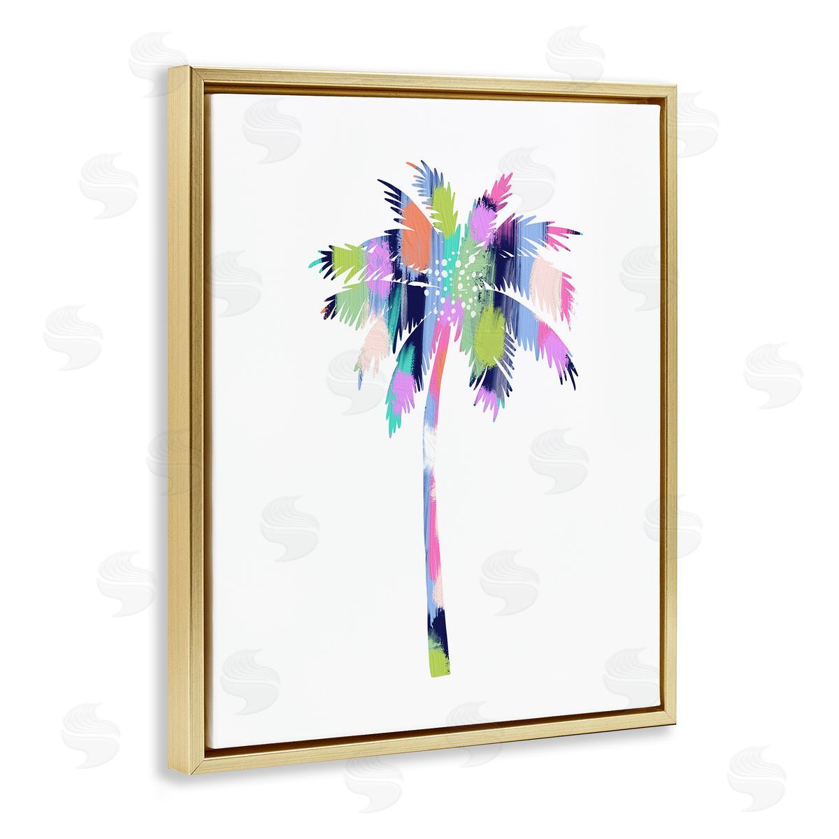 Patterned Palm Tree Gold Floating Frame Canvas Wall Art, Home Decor by Lisa Nohren