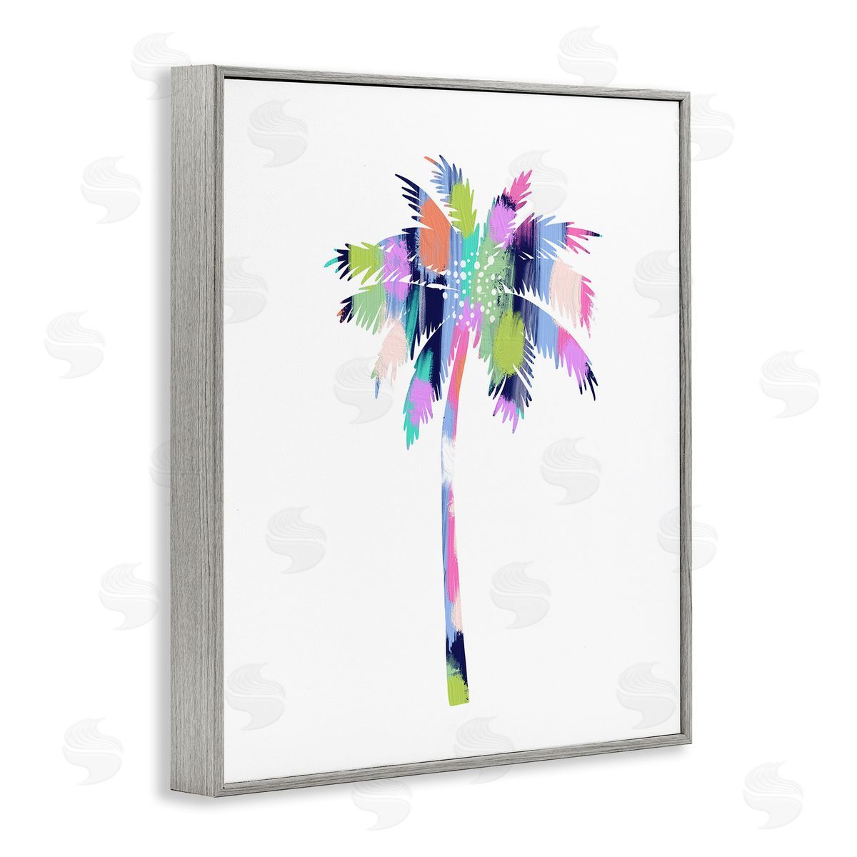 Patterned Palm Tree Grey Frame Print Wall Art, Home Decor by Lisa Nohren
