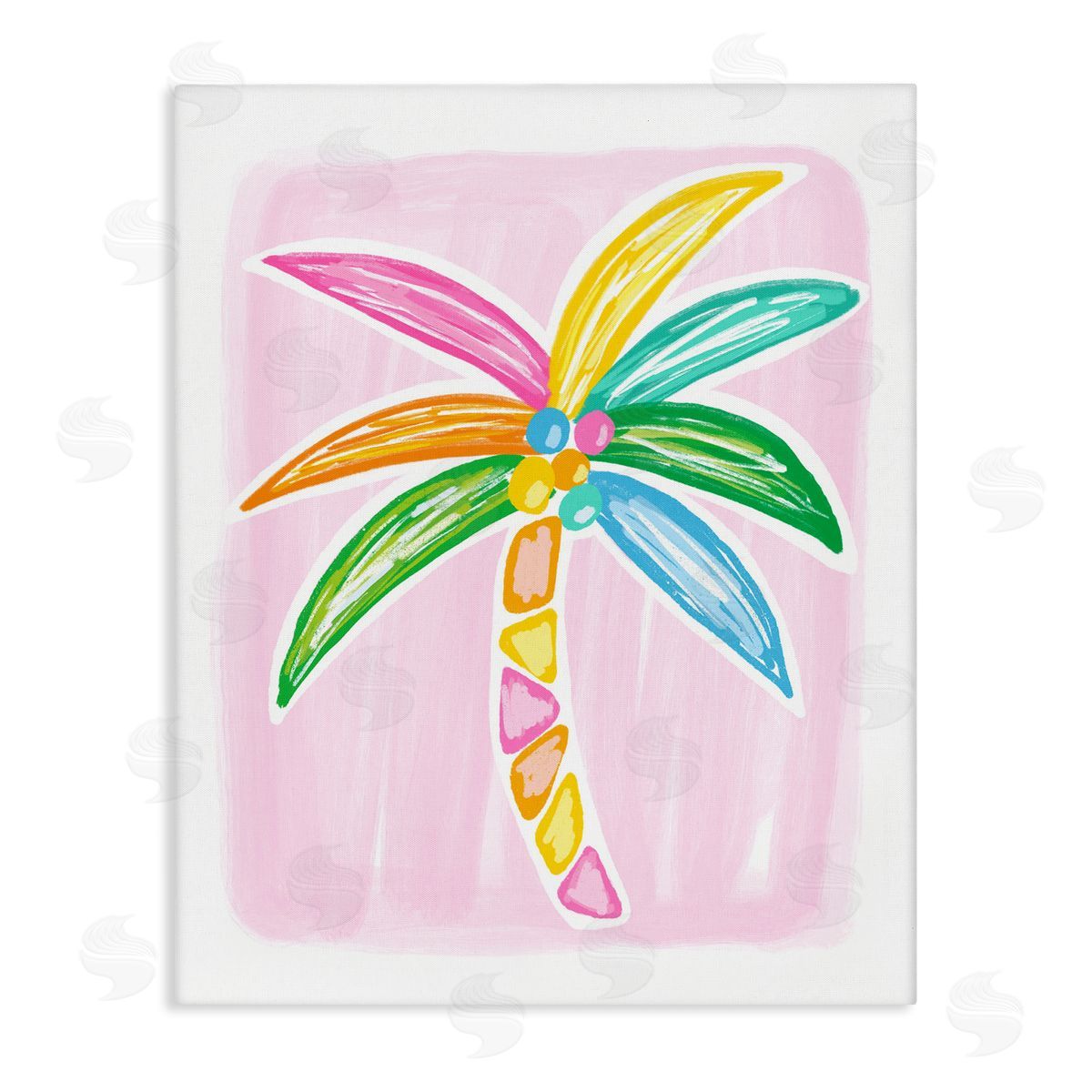 Pastel Palm on Pink Canvas Wall Art, Home Decor by Lisa Nohren