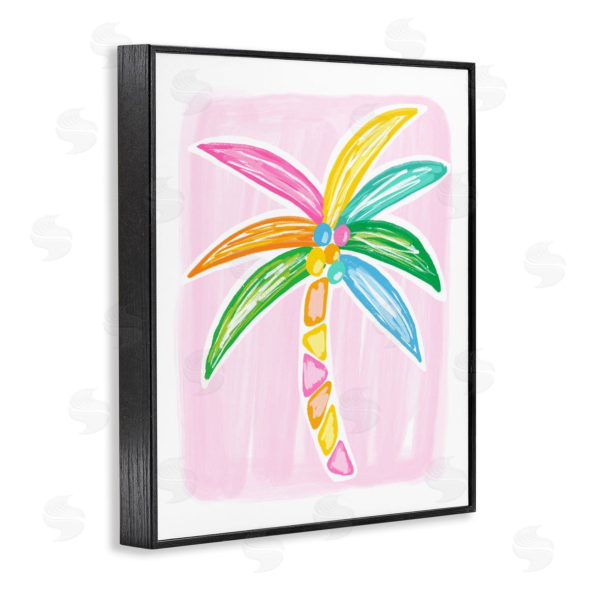 Pastel Palm on Pink Black Frame Print Wall Art, Home Decor by Lisa Nohren