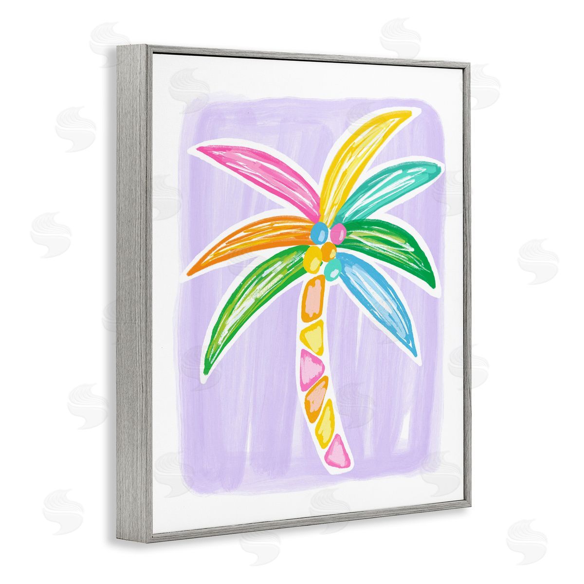 Pastel Palm on Purple Grey Frame Print Wall Art, Home Decor by Lisa Nohren