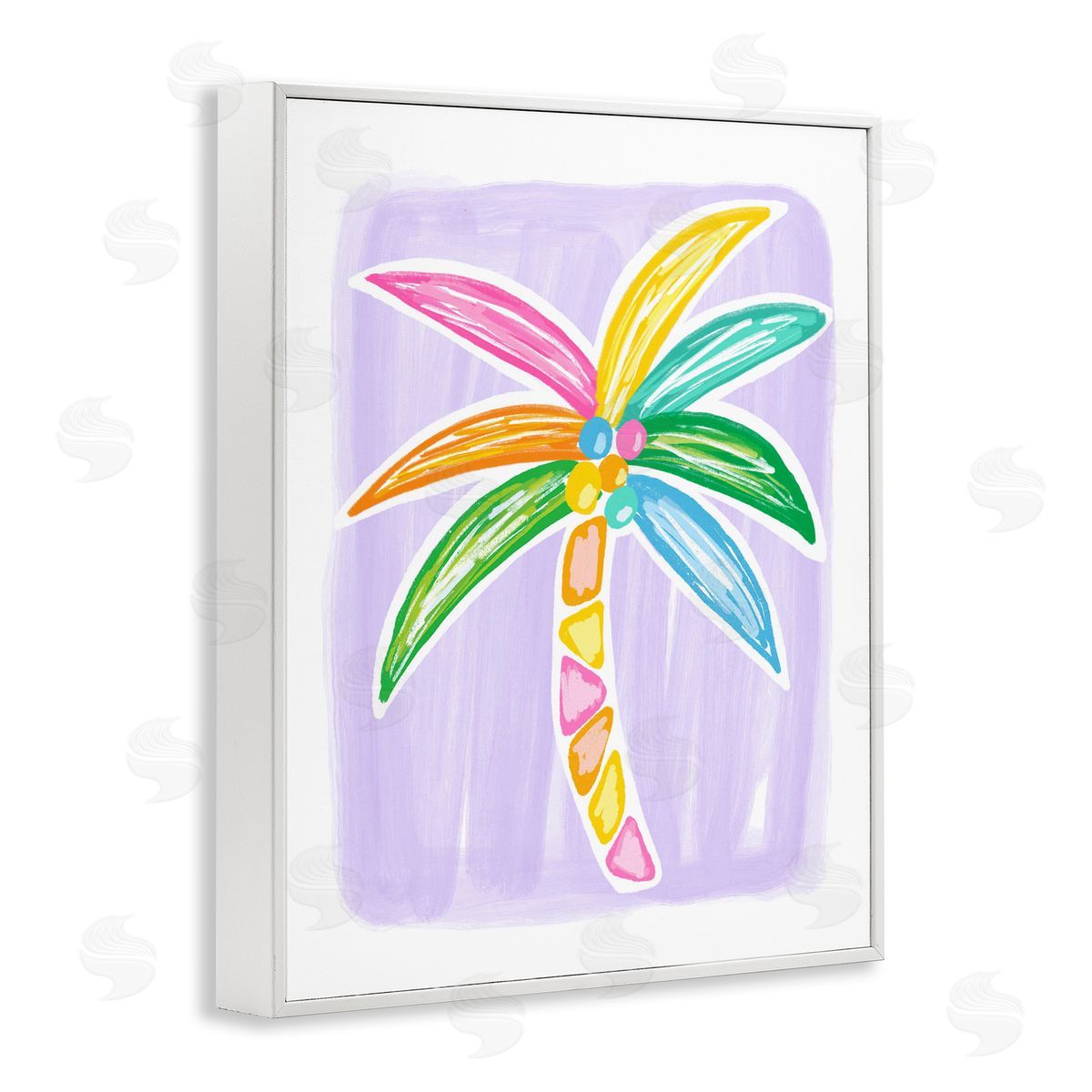 Pastel Palm on Purple White Frame Print Wall Art, Home Decor by Lisa Nohren