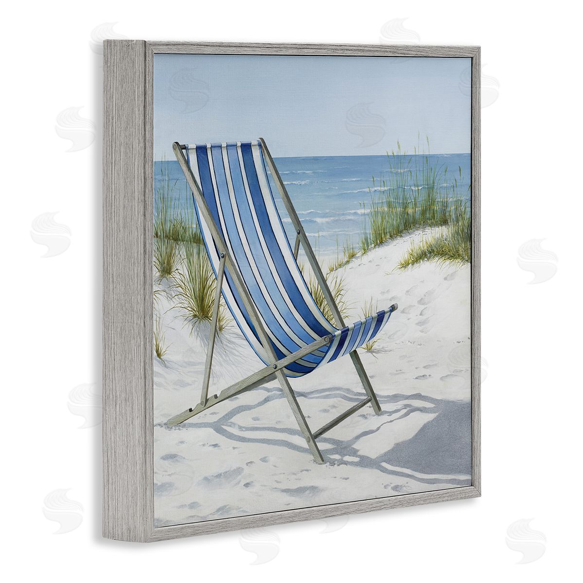 Tranquil Beach Chair Grey Frame Print Wall Art, Home Decor by Max Maxx